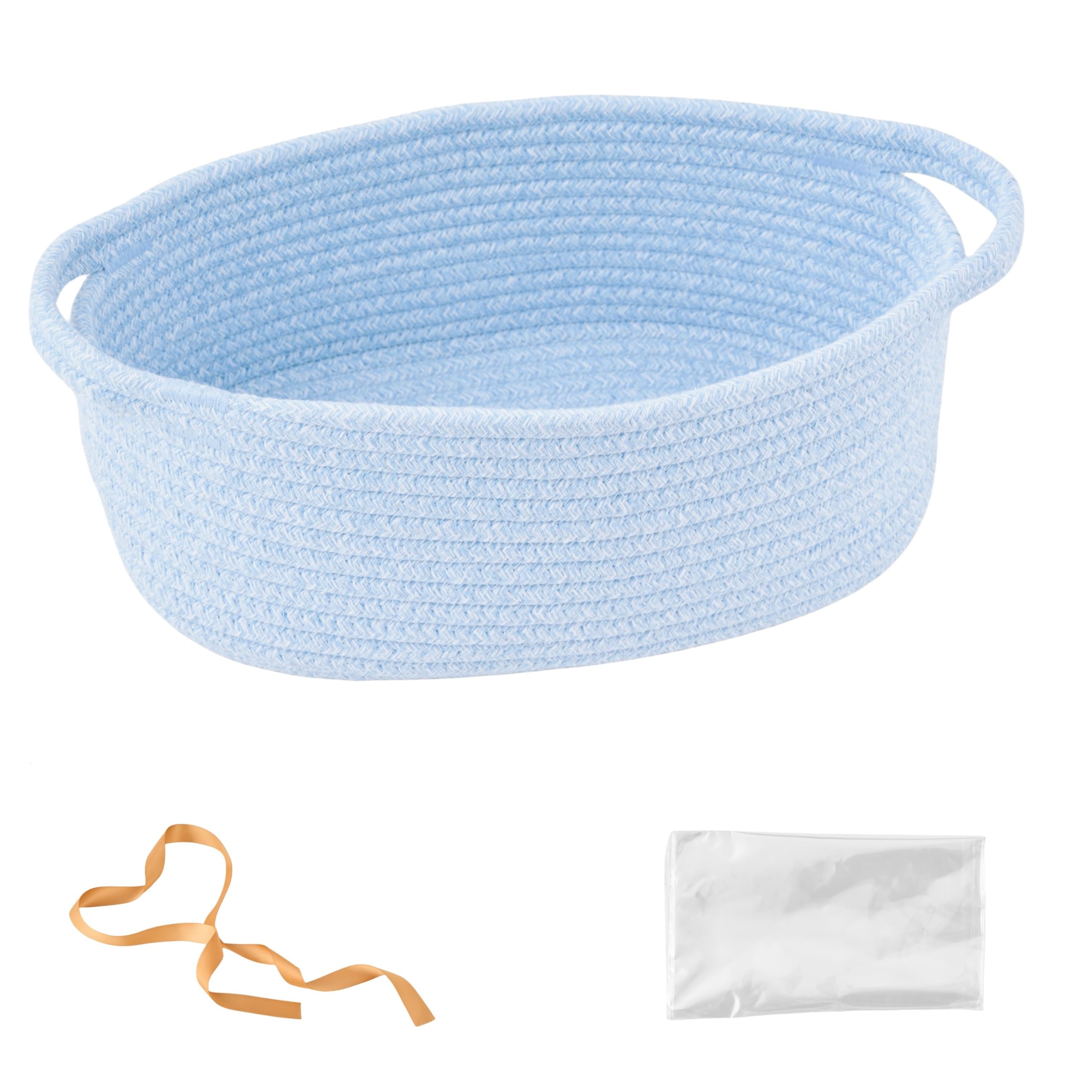 Alt View 1. Paradigms Interiors - Gift Basket With Wrap Bag And Ribbon Empty Small Woven For Cute Decorative Organizer Showers Raffle Thanksg... - White-1 Pack.