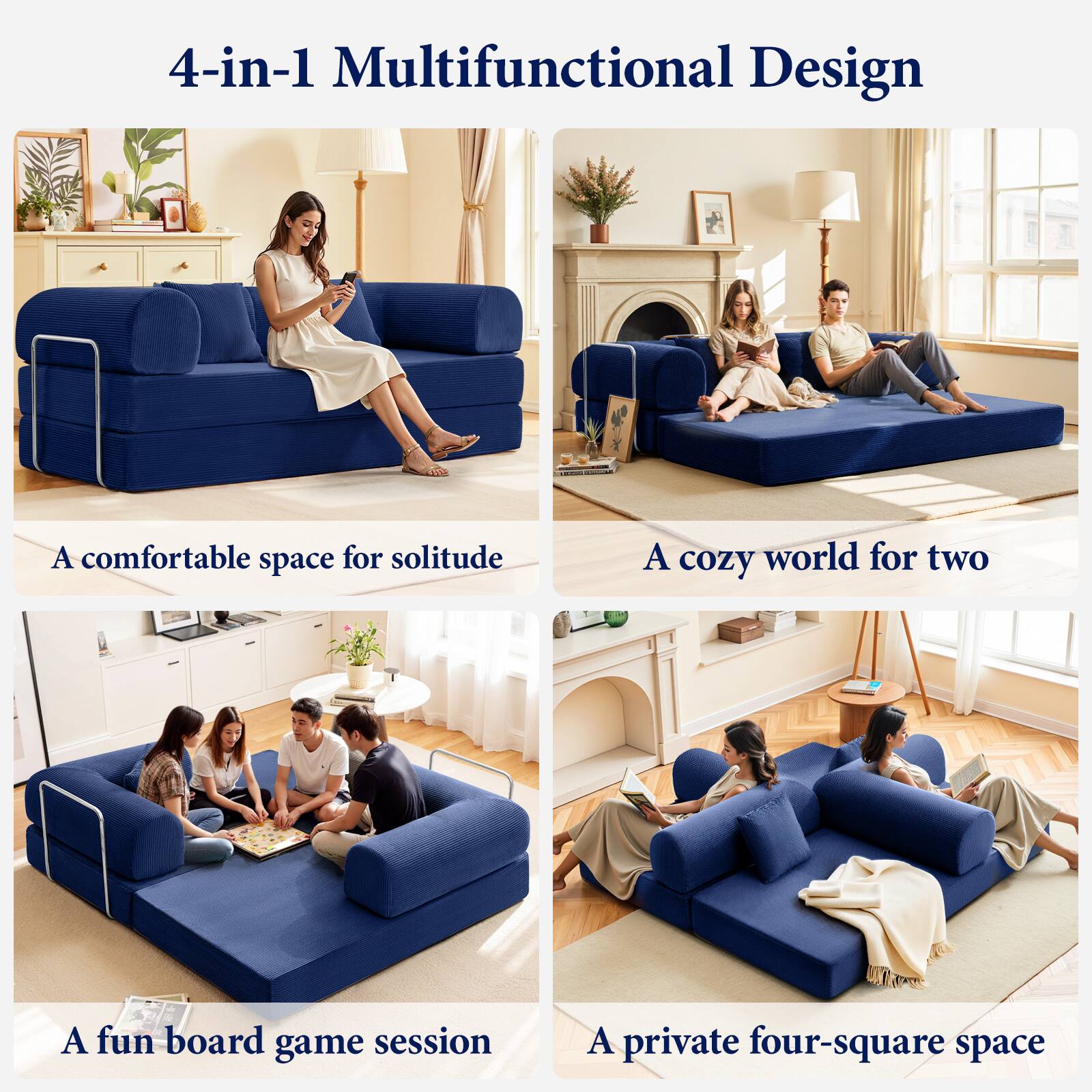 4-in-1 Multifunctional Design

A comfortable space for solitude

A cozy world for two

A fun board game session

A private four-square space