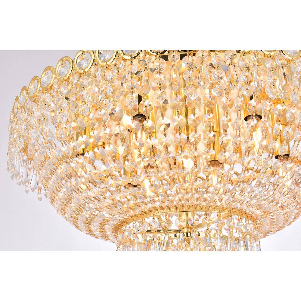 Alt View 2. Elegant Lighting - Century 9 light Gold Flush Mount Clear Royal Cut Crystal - Gold.