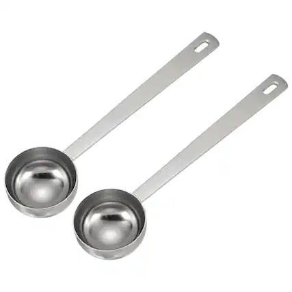Front. Unique Bargains - 2pcs Measuring Spoon, 25ml Long Handle Table Scoop Teaspoon for Coffee Tea Sugar Cooking Baking - Silver.