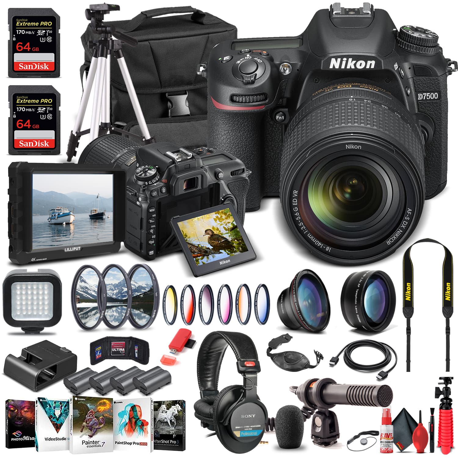 Nikon - D7500 DSLR Camera W/ 18-140mm Lens 1582  - Pro Bundle (International Version)