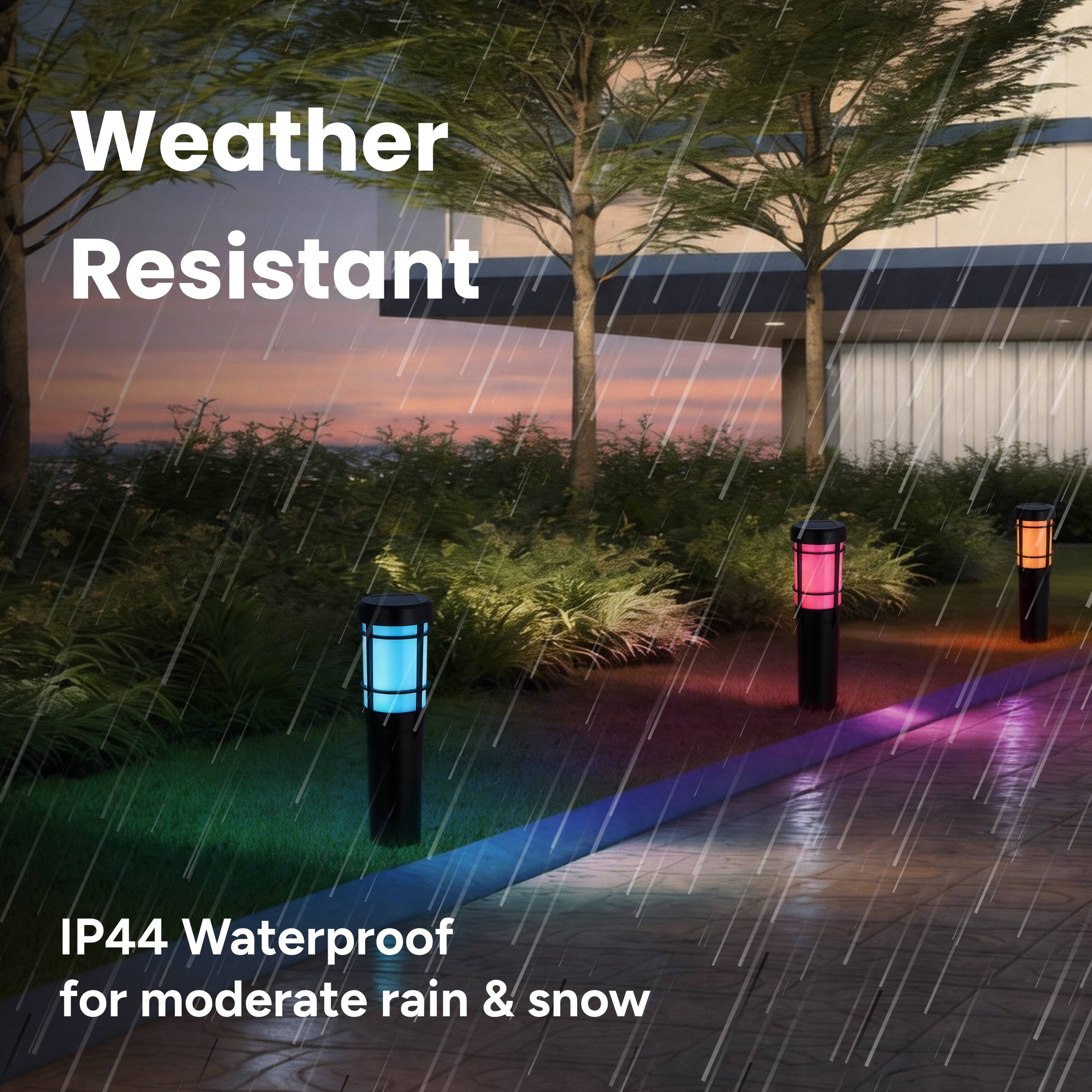 Weather Resistant  
IP44 Waterproof for moderate rain & snow