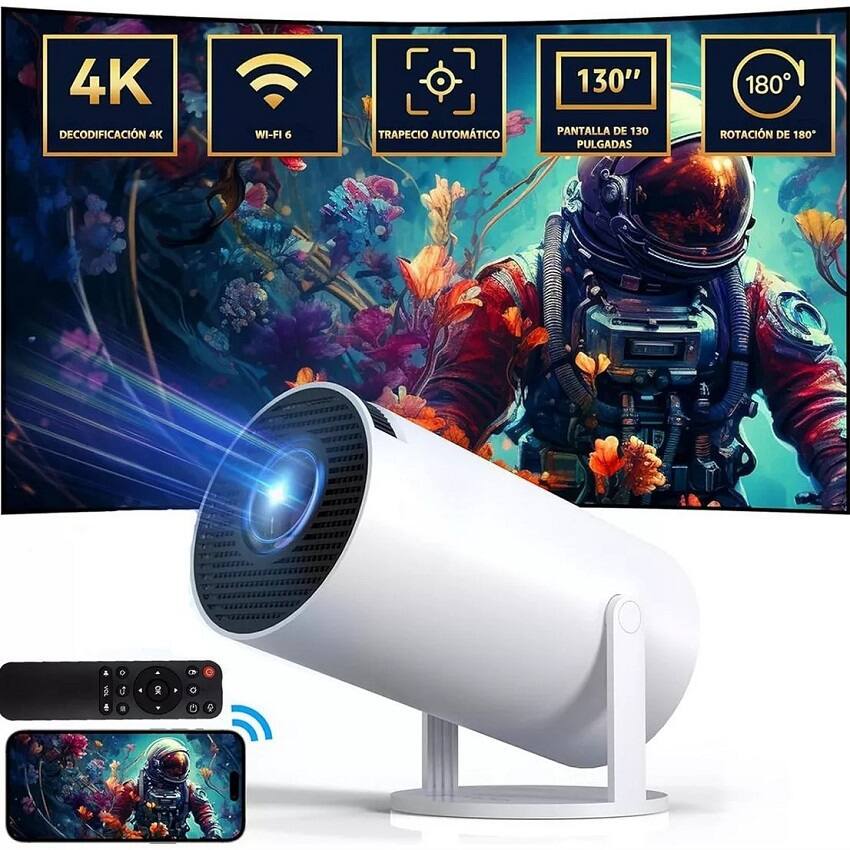 4K DECODIFICACIÓN 4K  
WI-FI 6  
TRAPECIO AUTOMÁTICO  
130" PANTALLA DE 130 PULGADAS  
180° ROTACIÓN DE 180°