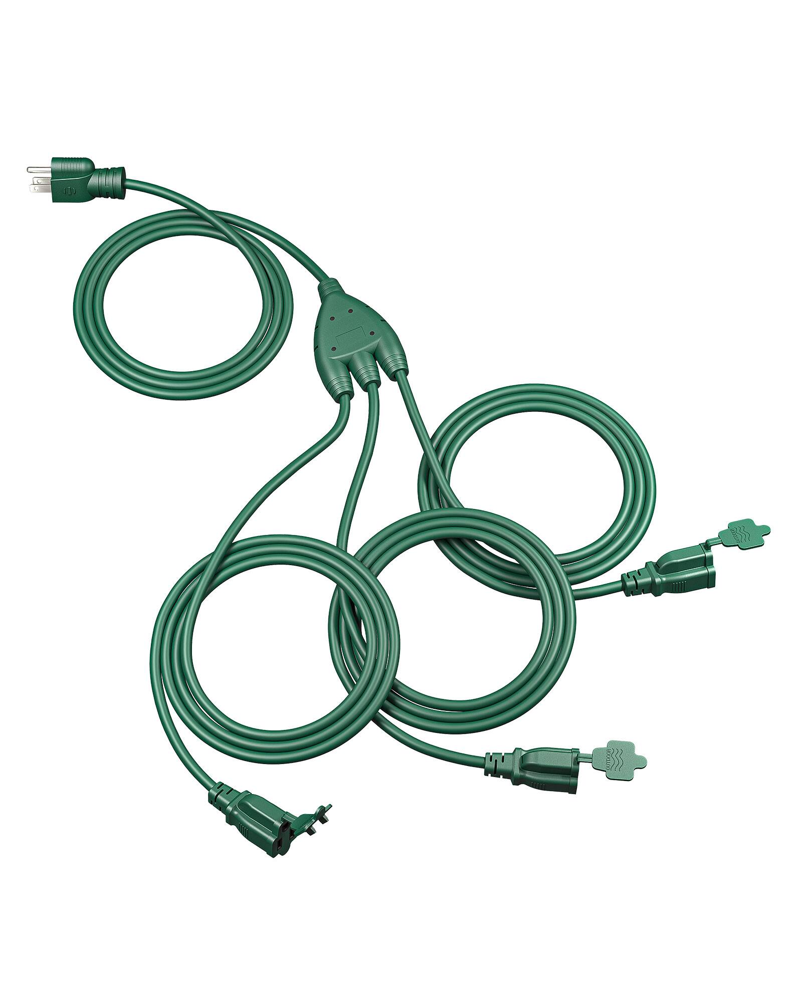Front. DEWENWILS - DEWENWILS 25FT Total(7+6+6+6) Extension Cord with 3 Outlets for Outside Halloween and Christmas Lights 16 AWG 3 Prong - Green.
