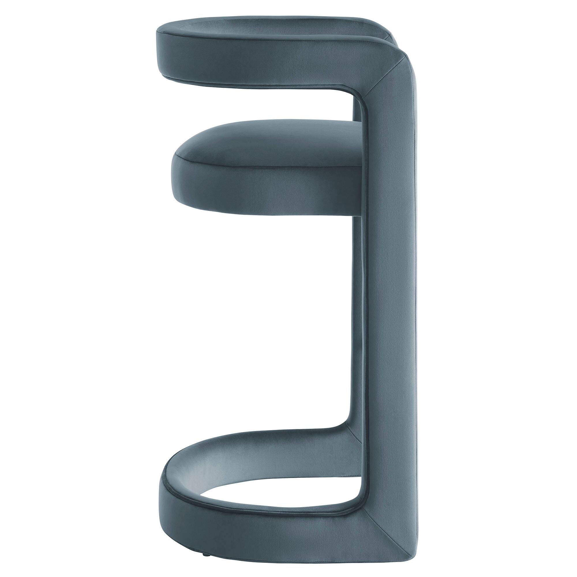 Back. Modway - Winslow Performance Velvet Bar Stool - Blue.