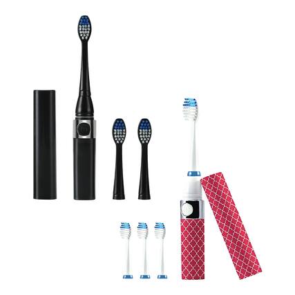 Front. Pursonic - Pursonic Black & Pink Portable Sonic Toothbrush Bundle – Powerful On-the-Go Oral Care with 2 Travel-Ready Toothbrushes - Multicolor.