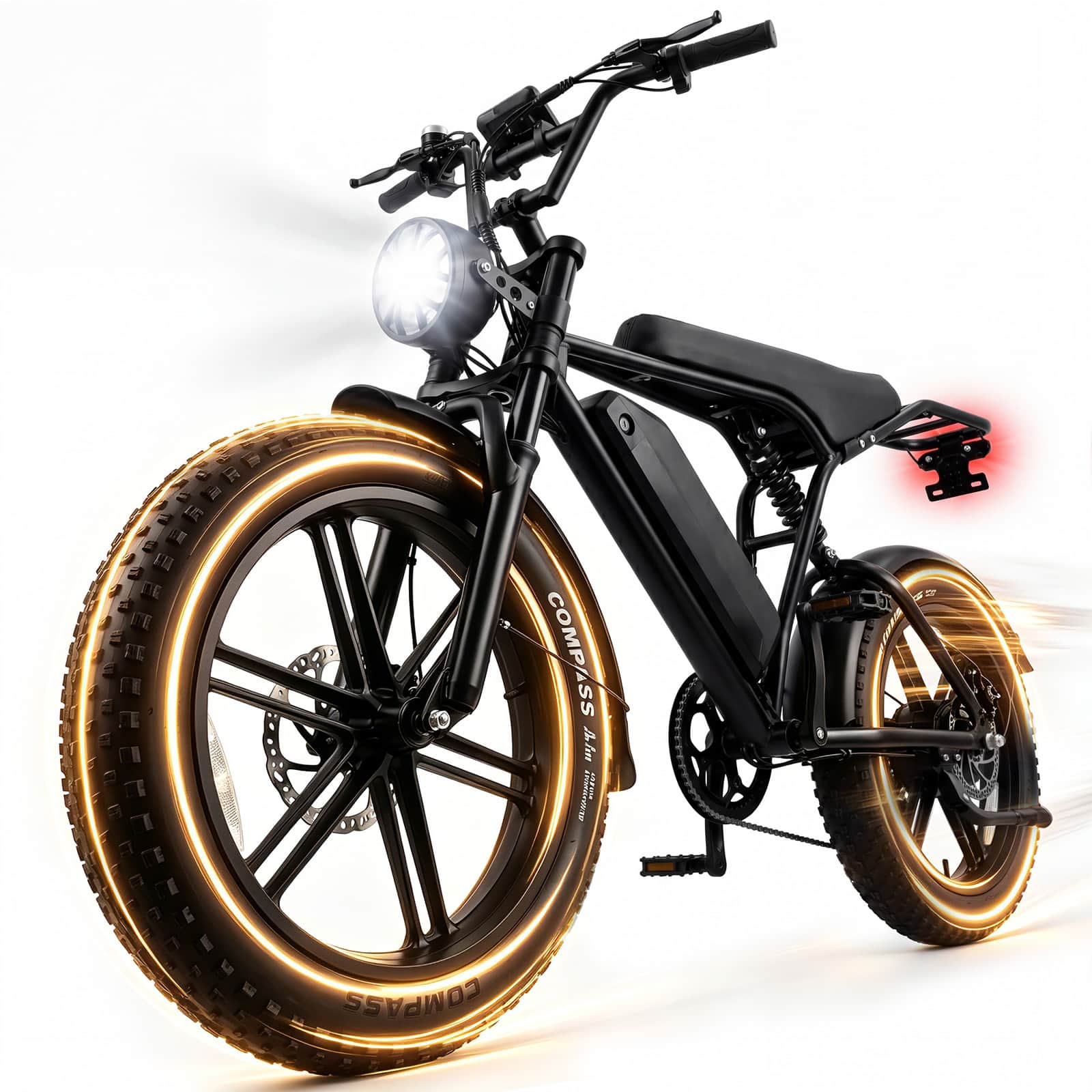 "Hover Heart - 20"" Fat Tire Electric Bike 1500 W Peak Motor 48V 15Ah 20 MPH Full Suspension Hydraulic Disc Brakes 7-Speed All Terrain - 61 - Black" price history on PriceWatchPro