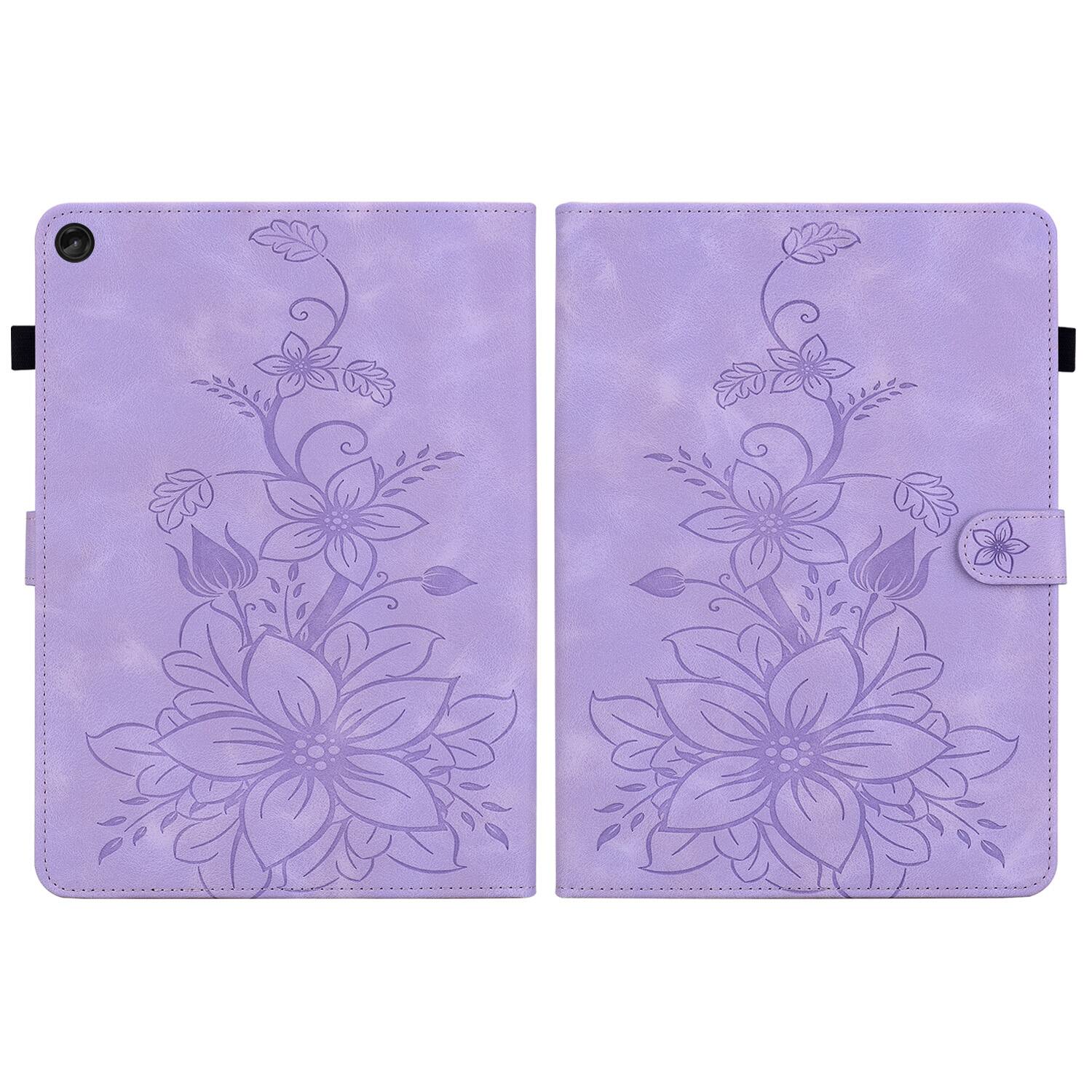 Alt View 3. Dteck - Case for Lenovo Tab M10 Plus (3rd Gen) 10.6-inch 2022 with Card Holder Kickstand,Embossed Pattern PU Leather Flip Cover - Purple.