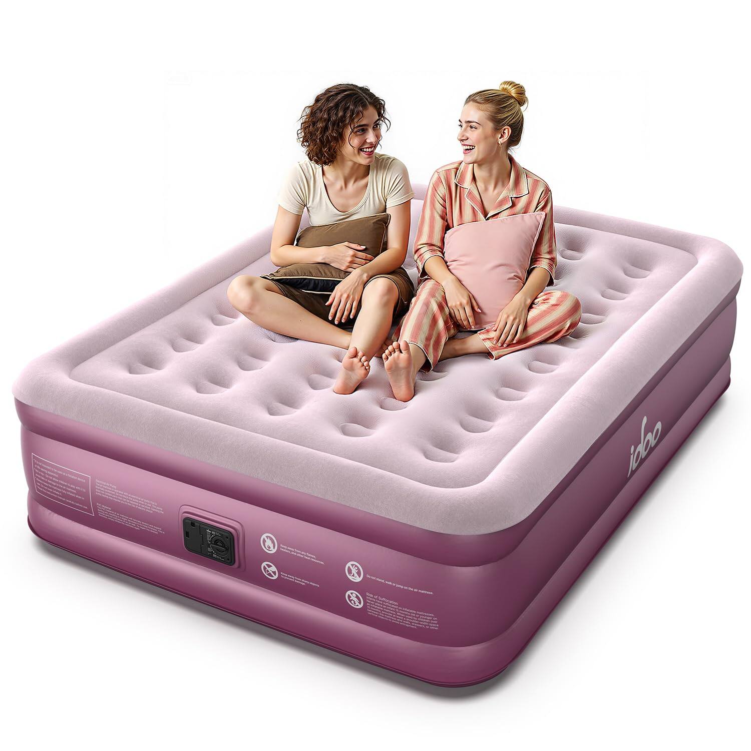 Front. Jadie Link - Air Mattress With Built In Pump 18 Raised Comfort Inflatable Blow Up Upgraded Four Chamber Portable Bed For Camping Gues - Lilac Pink.