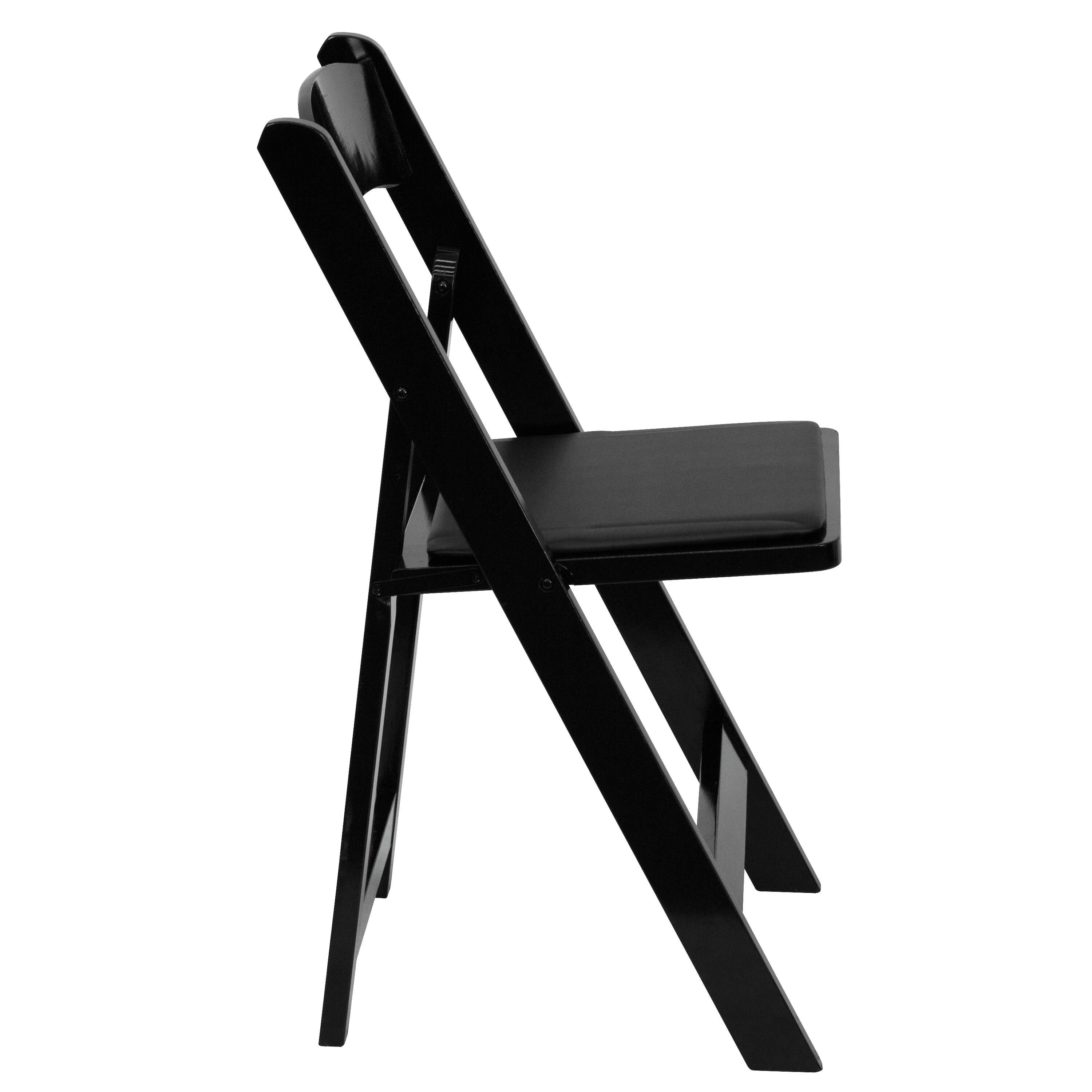 Alt View 7. Emma + Oliver - 2 Pack Wedding Party Event Wood Folding Chair with Vinyl Padded Seat - Black.