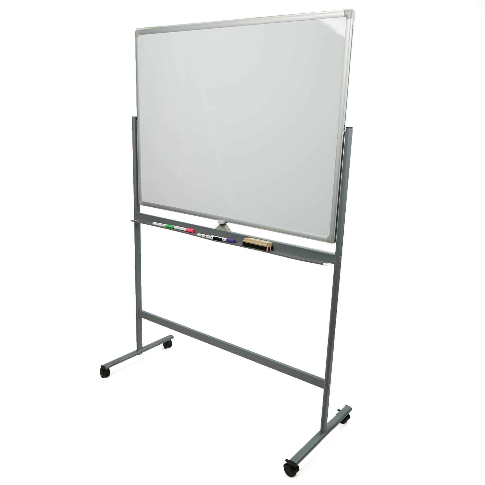 Alt View 17. Mind Reader - Rolling Double-Sided Dry Erase Magnetic Board, Board Size: 47 x 35.5, Overall Size 49.5"L x 21"W x 73.5"H - White.