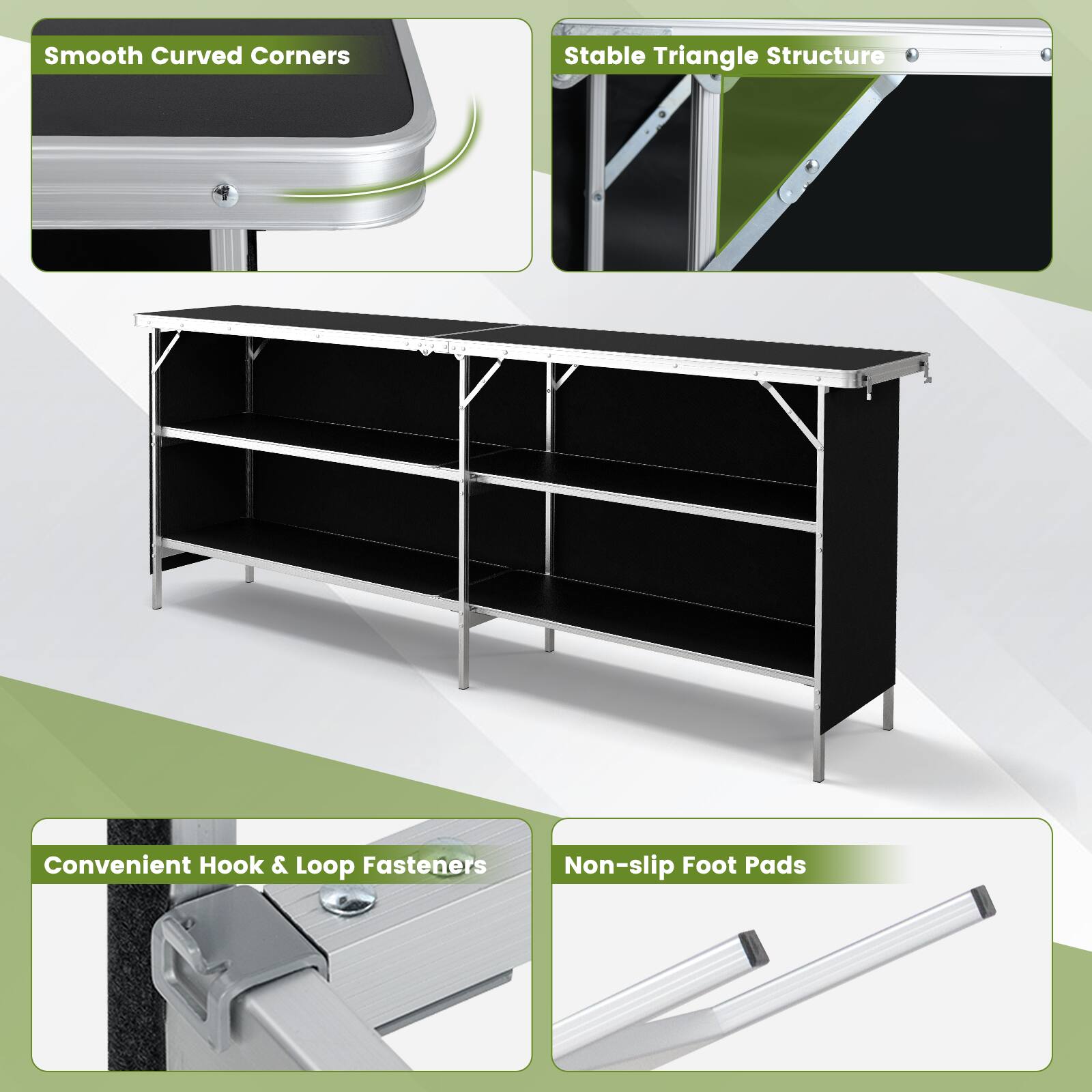 - Smooth Curved Corners
- Stable Triangle Structure
- Convenient Hook & Loop Fasteners
- Non-slip Foot Pads