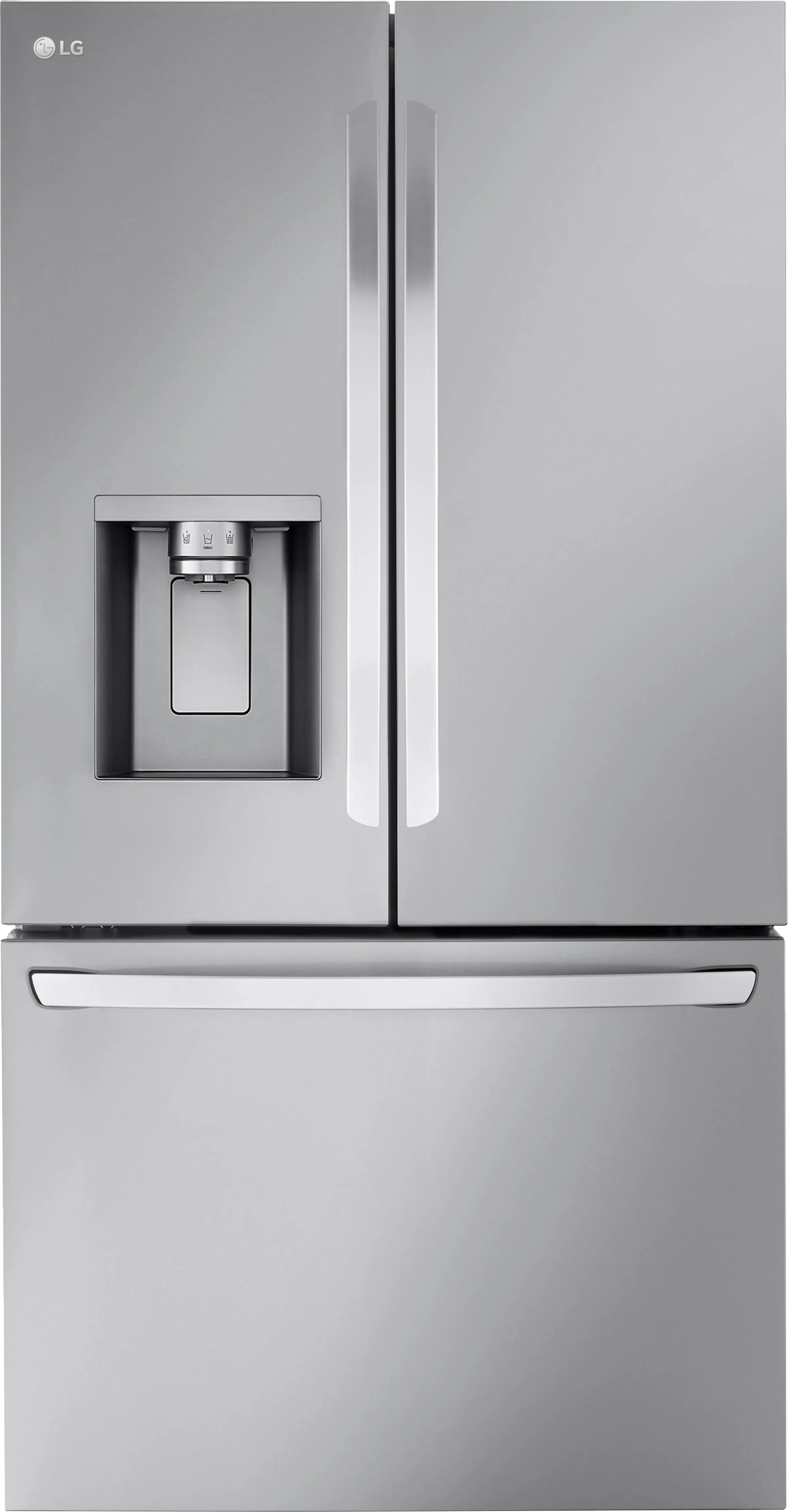 Front. LG - 30.7 Cu. Ft. French Door Smart Refrigerator with Tall Ice and Water Dispenser - PrintProof Stainless Steel.