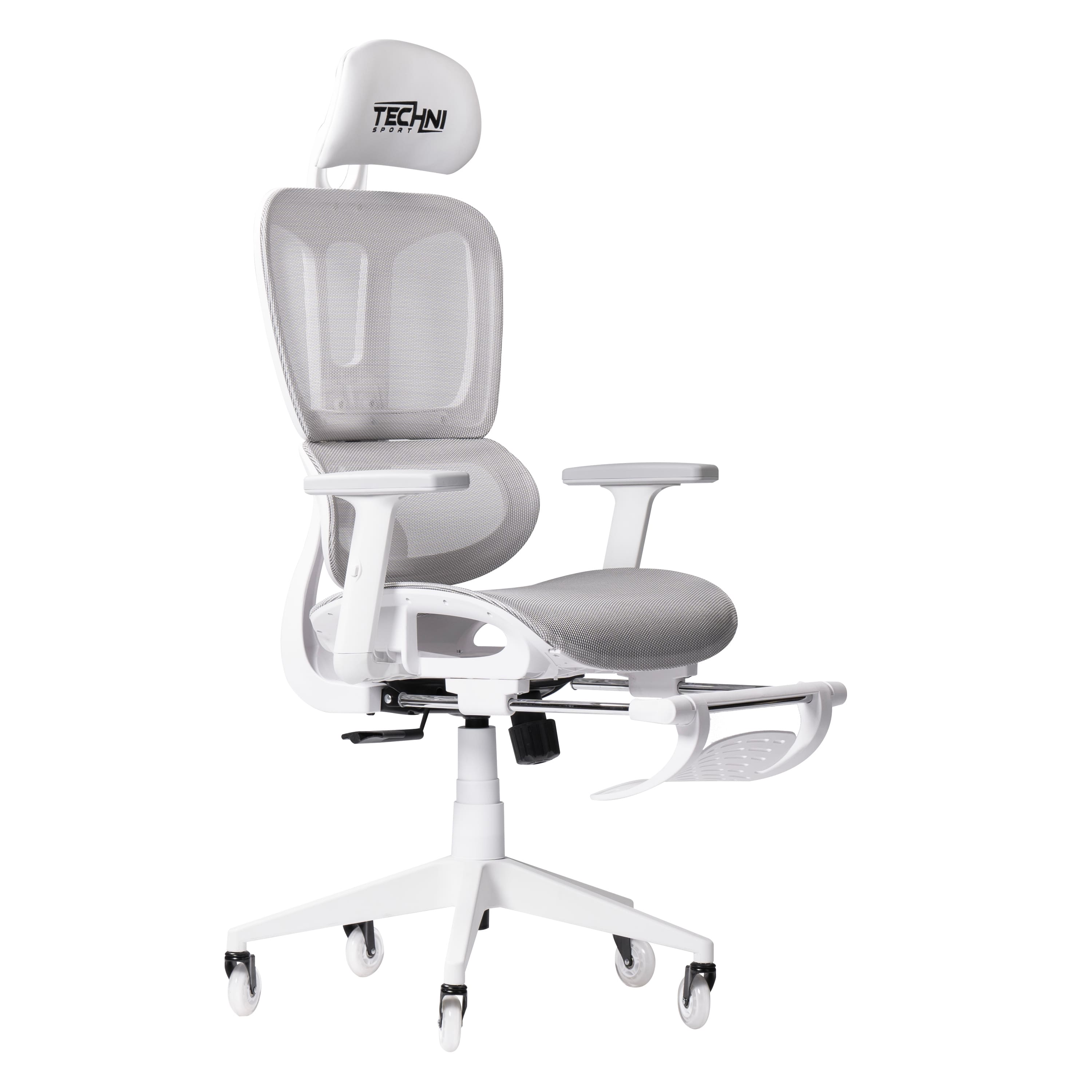 Spaco - Ergonomic Mesh Gaming Chair, Breathable Back, Adjustable Lumbar and Height, Footrest, 275lbs - White