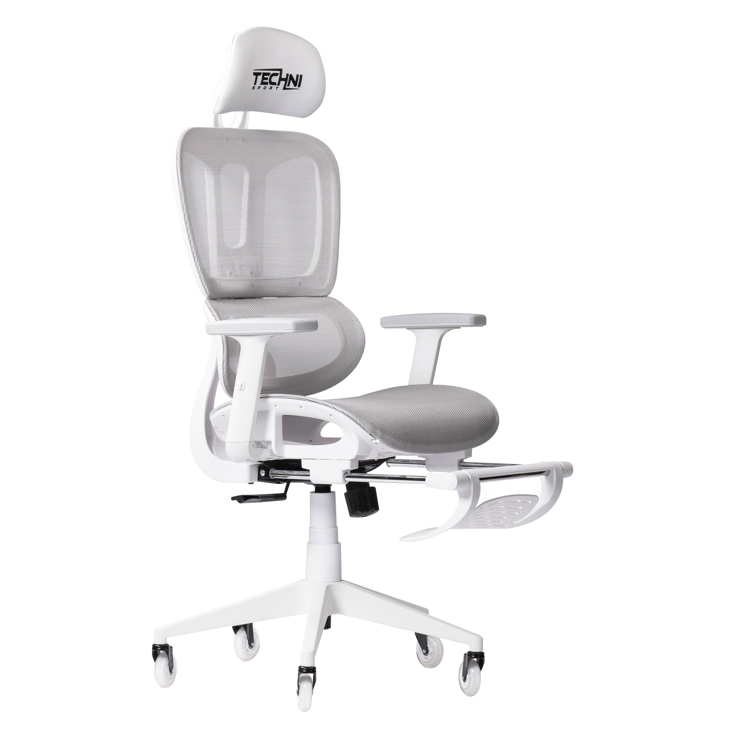 Spaco - Ergonomic Mesh Gaming Chair, Breathable Back, Adjustable Lumbar and Height, Footrest, 275lbs - White