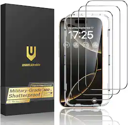 UNBREAKcable - 3-Pack Full Coverage Screen Protector Tempered Glass for iPhone 16 Pro - Clear