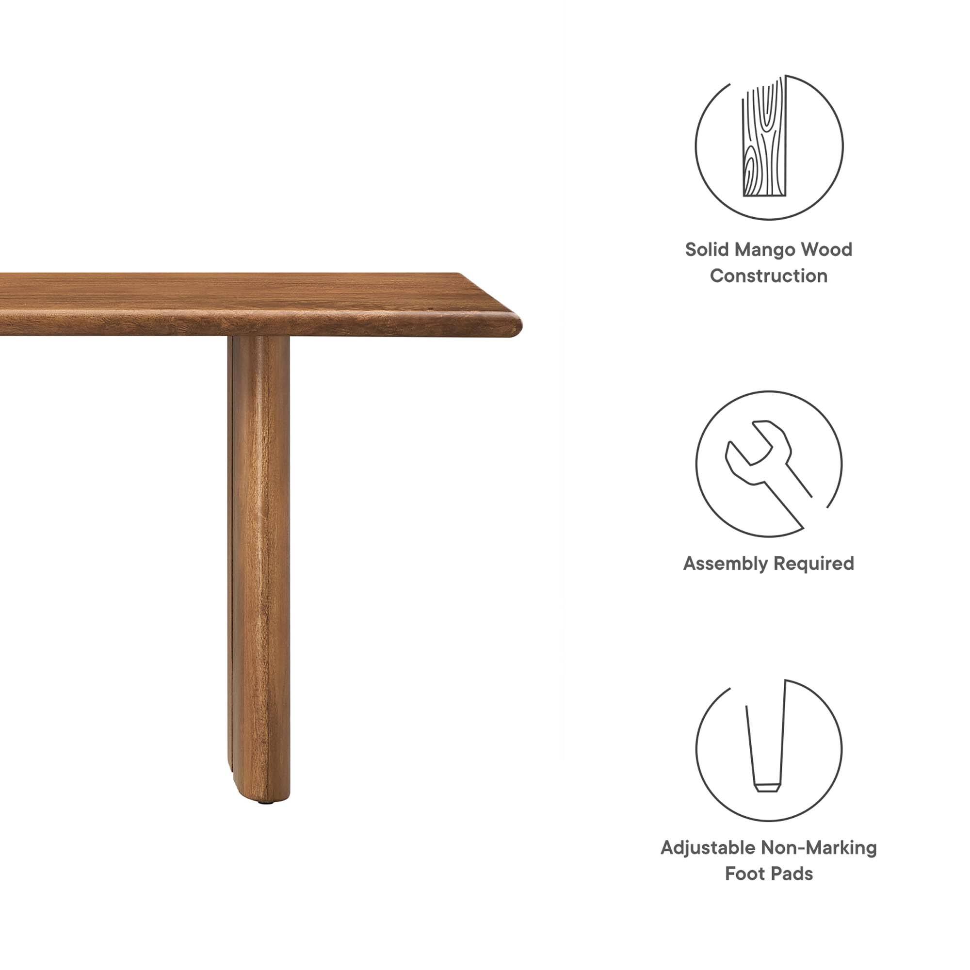Solid Mango Wood Construction  
Assembly Required  
Adjustable Non-Marking Foot Pads