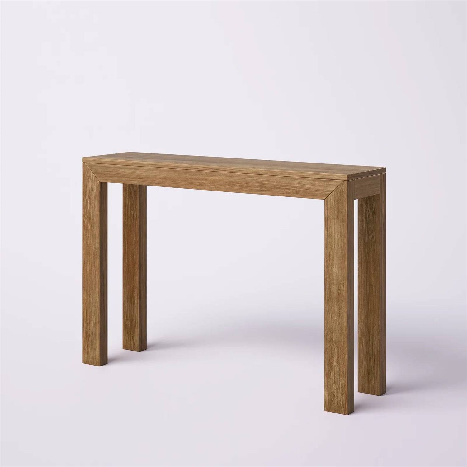 Back. Hivvago - Solid Wood Modern Accent Console Table / Sofa Table in Medium Brown Pecan Finish - brown.