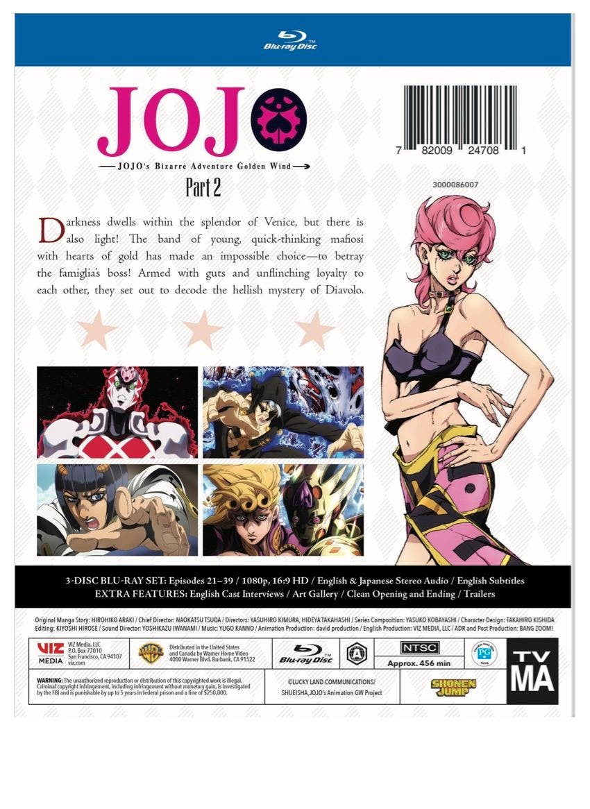 Back. JoJo's Bizarre Adventure: Golden Wind, Part 2 [Blu-ray].