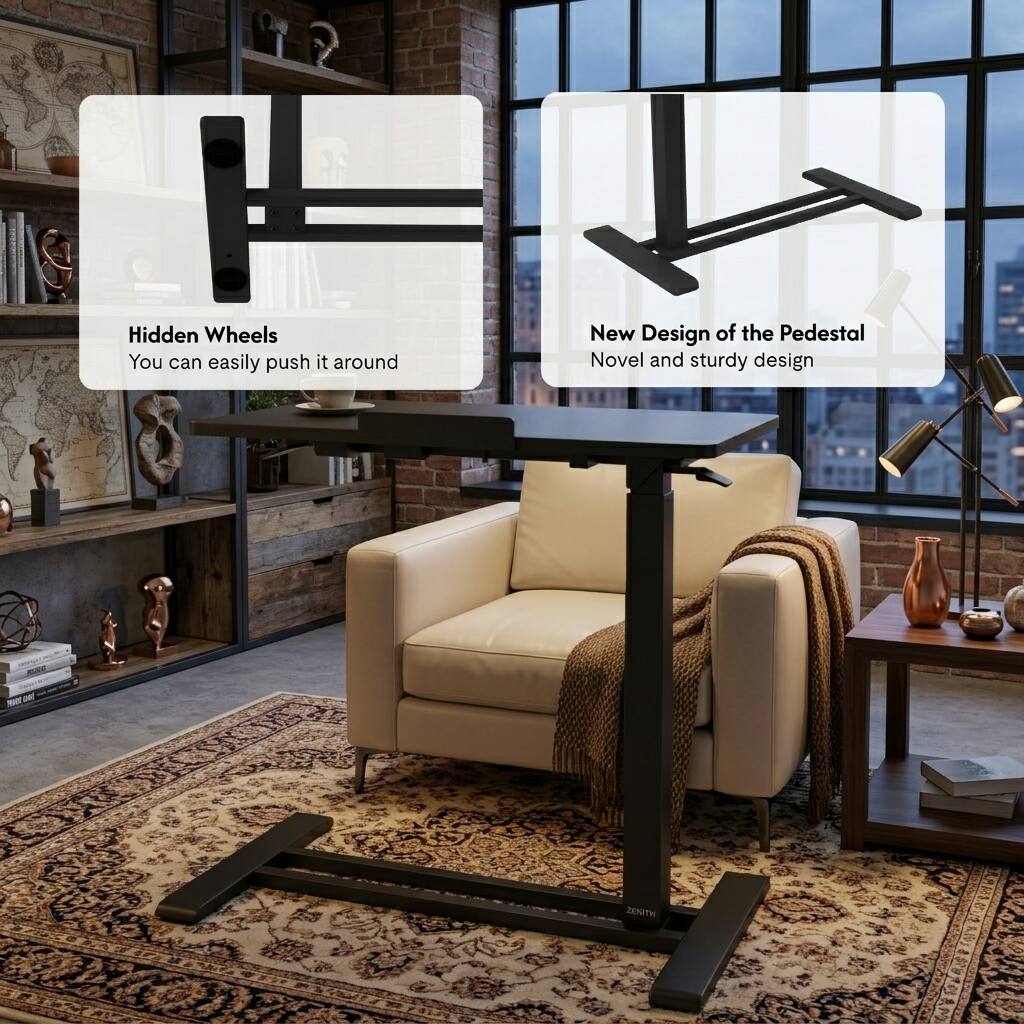 Hidden Wheels  
You can easily push it around

New Design of the Pedestal  
Novel and sturdy design

ZENITH