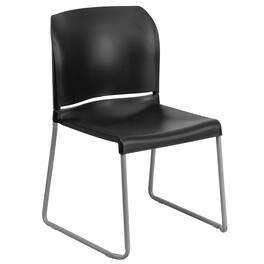 Emma + Oliver - Home and Office Guest Chair Full Back Contoured Sled Base Stack Chair - Black