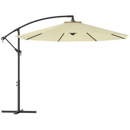 Outsunny - Cantilever Tilt Offset Patio Umbrella w/ UV & Water Safe Material & Cross Base (Weight Not Included) - Beige