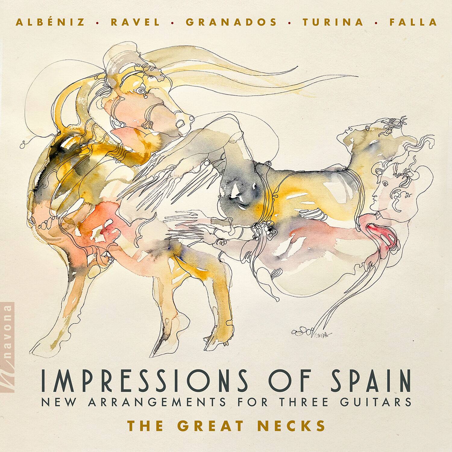 ALBÉNIZ • RAVEL • GRANADOS • TURINA • FALLA

IMPRESSIONS OF SPAIN  
NEW ARRANGEMENTS FOR THREE GUITARS

THE GREAT NECKS