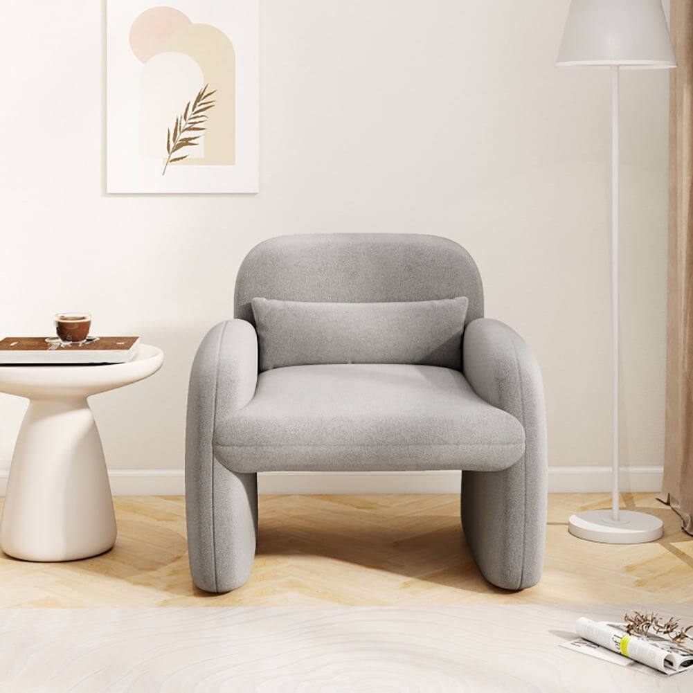 Alt View 1. Pefilos - Modern Accent Chair with Waist Pillow and Armrests for Indoor as Home Living Room Bedroom - Gray.