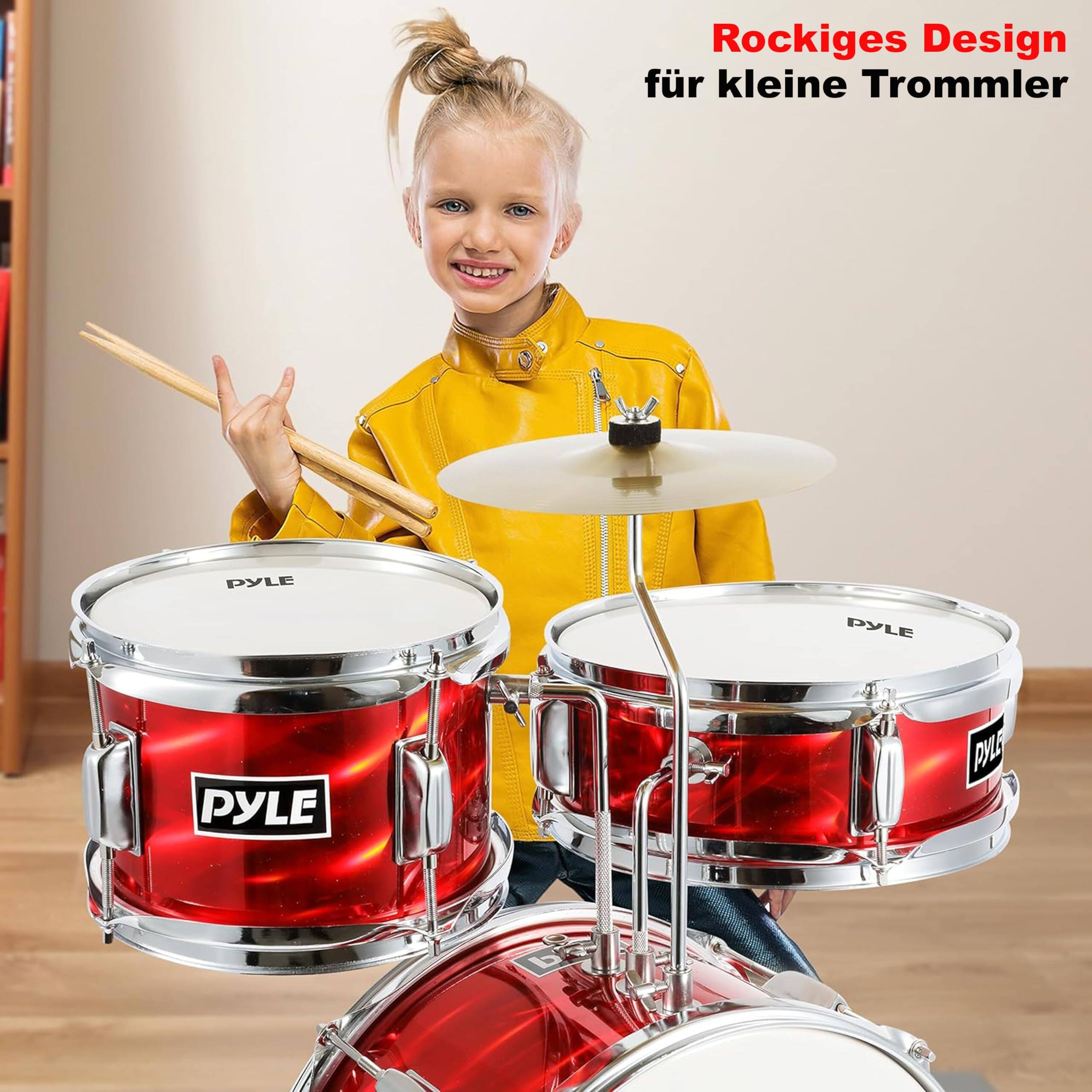 Rockiges Design für kleine Trommler  
PYLE
