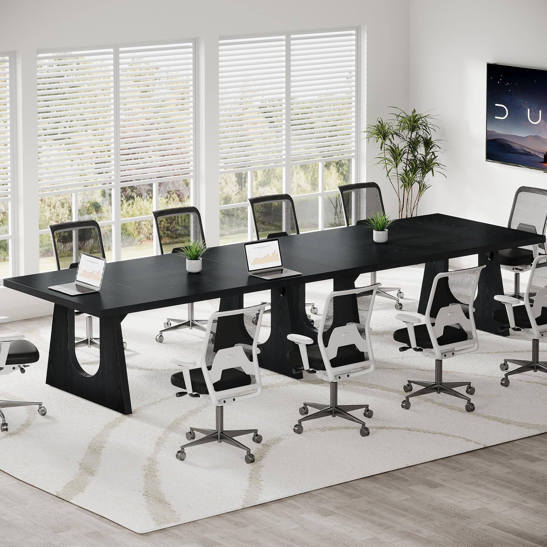 Alt View 3. Tribesigns - 70.86" Rectangular Conference Table for 6-8 (Black) - Black.