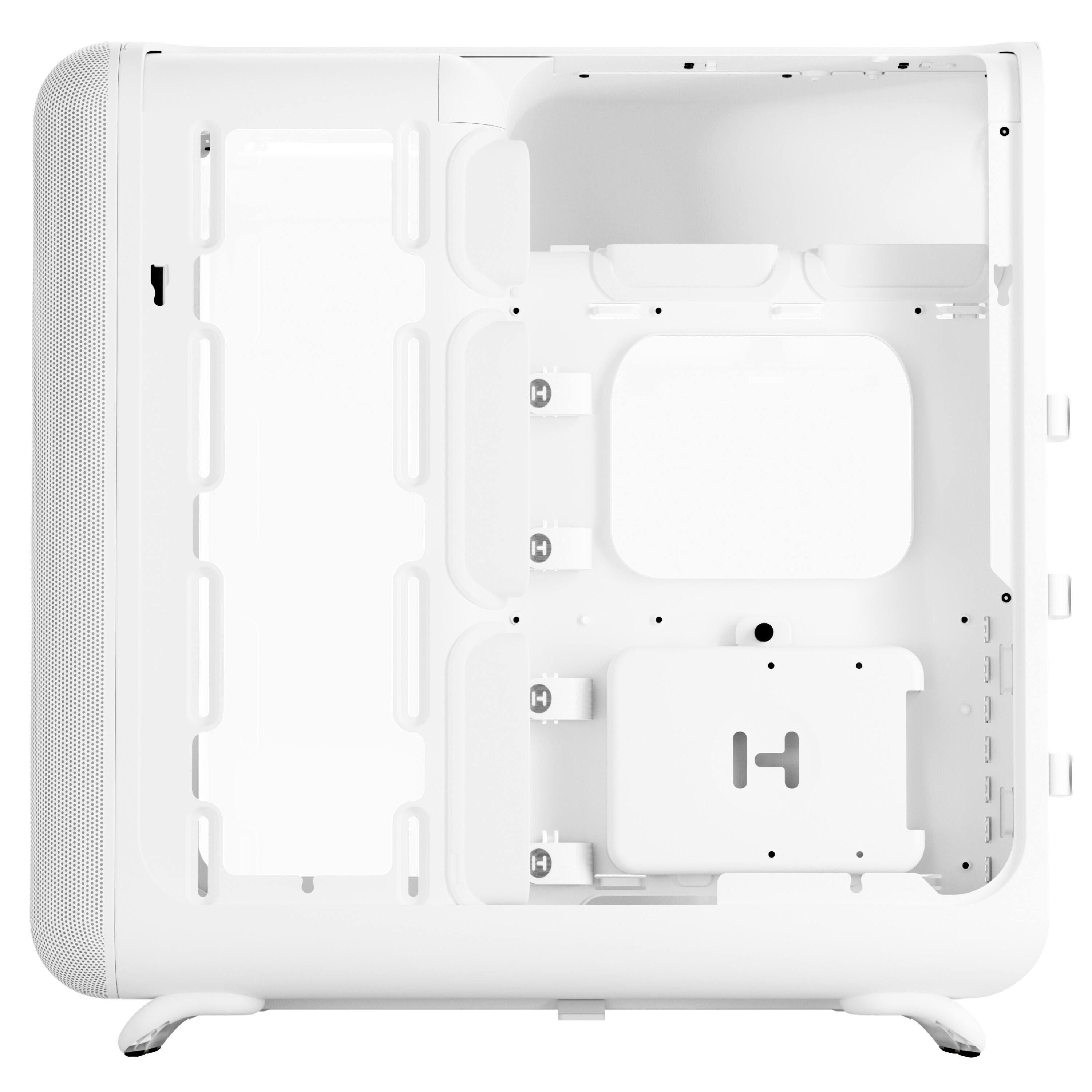 Left. HYTE - HYTE X50 Modern Performance ATX Mid-Tower PC Gaming Case - Snow White.