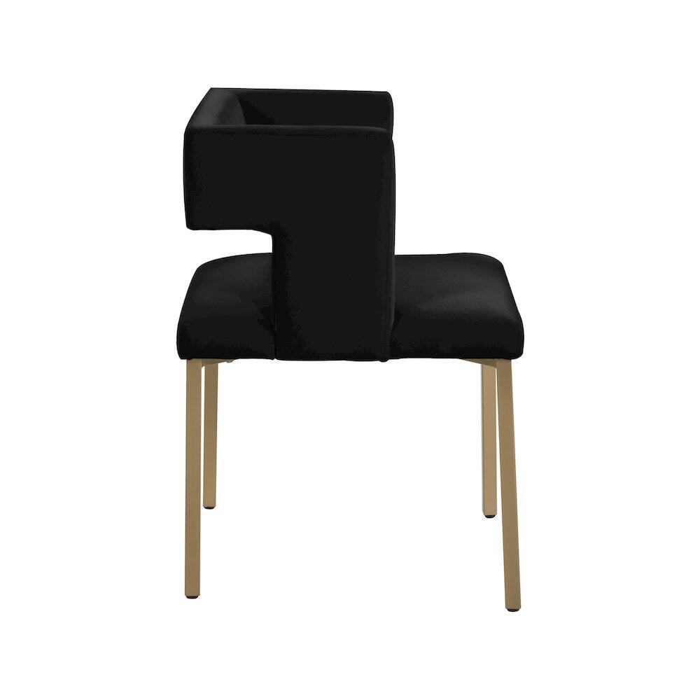 Alt View 2. Meridian Furniture - Caleb Black Velvet Dining Chair, Set of 2 - Black.