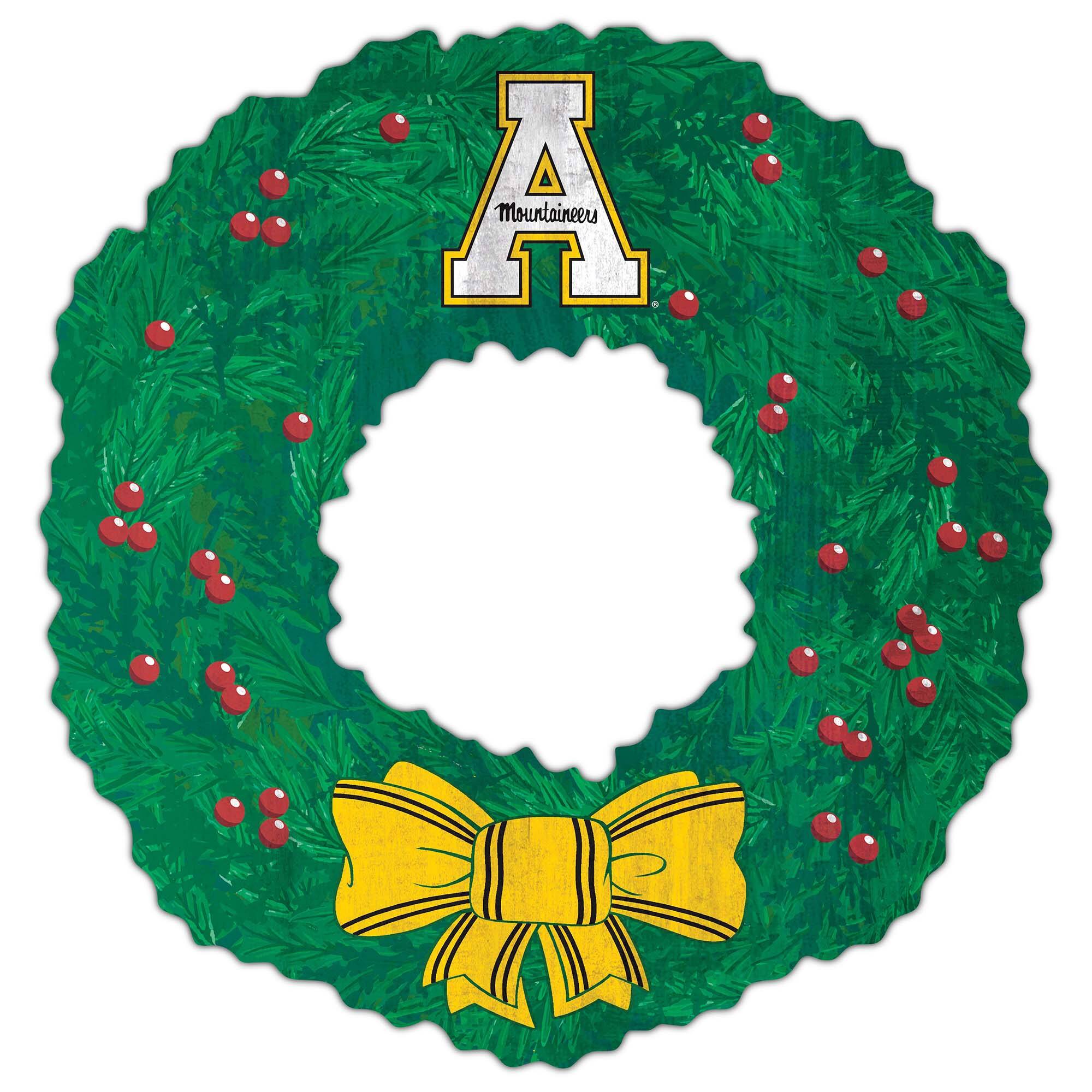 Front. Fan Creations - Appalachian State Mountaineers 16'' Team Wreath Sign - Green.