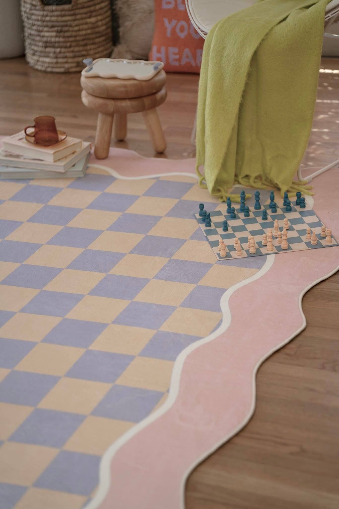 Left. Lanyspace - 5'x7' Area Rug, Washable Rugs, Non-Slip and Tear-Resistant Soft Carpet, Pet & Child Friendly Mellow Pastel Rug - Multicolor.