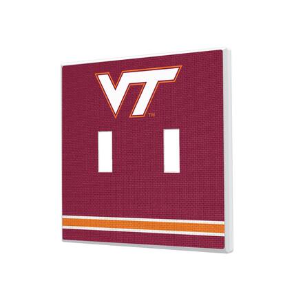 Front. Keyscaper - Virginia Tech Hokies Stripe Design Double Toggle Light Switch Plate - Multicolor.