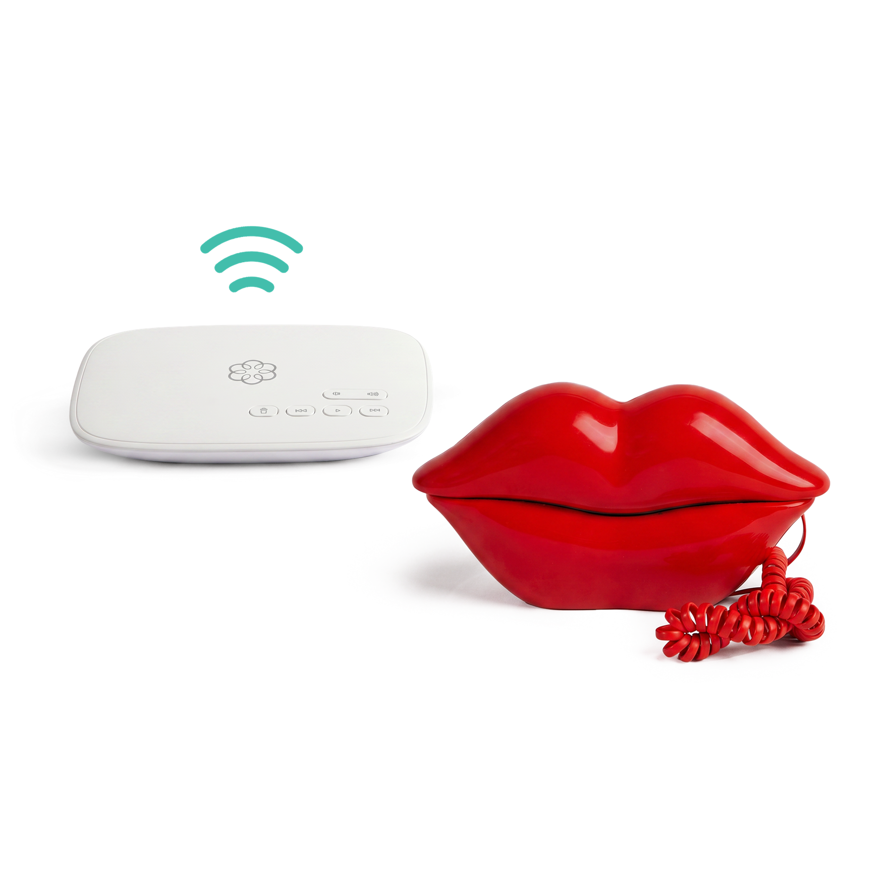 Front. Ooma - MyPhone by Ooma with Lips Phone - Red.