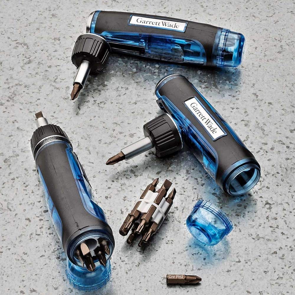 Kings County Tools - 3-Position Ratcheting Screwdriver Set with Magnetic Bit Holder, T-Handle & Right Angle Driver, 13 Bits