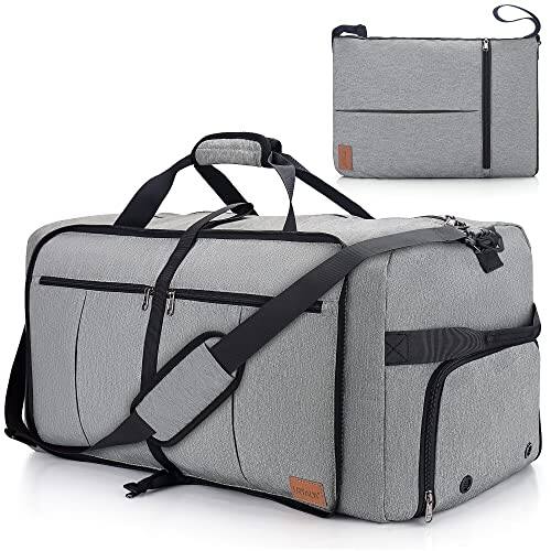 Fabibe 120L Foldable Collapsible Waterproof Travel Duffel Bag for Men ...