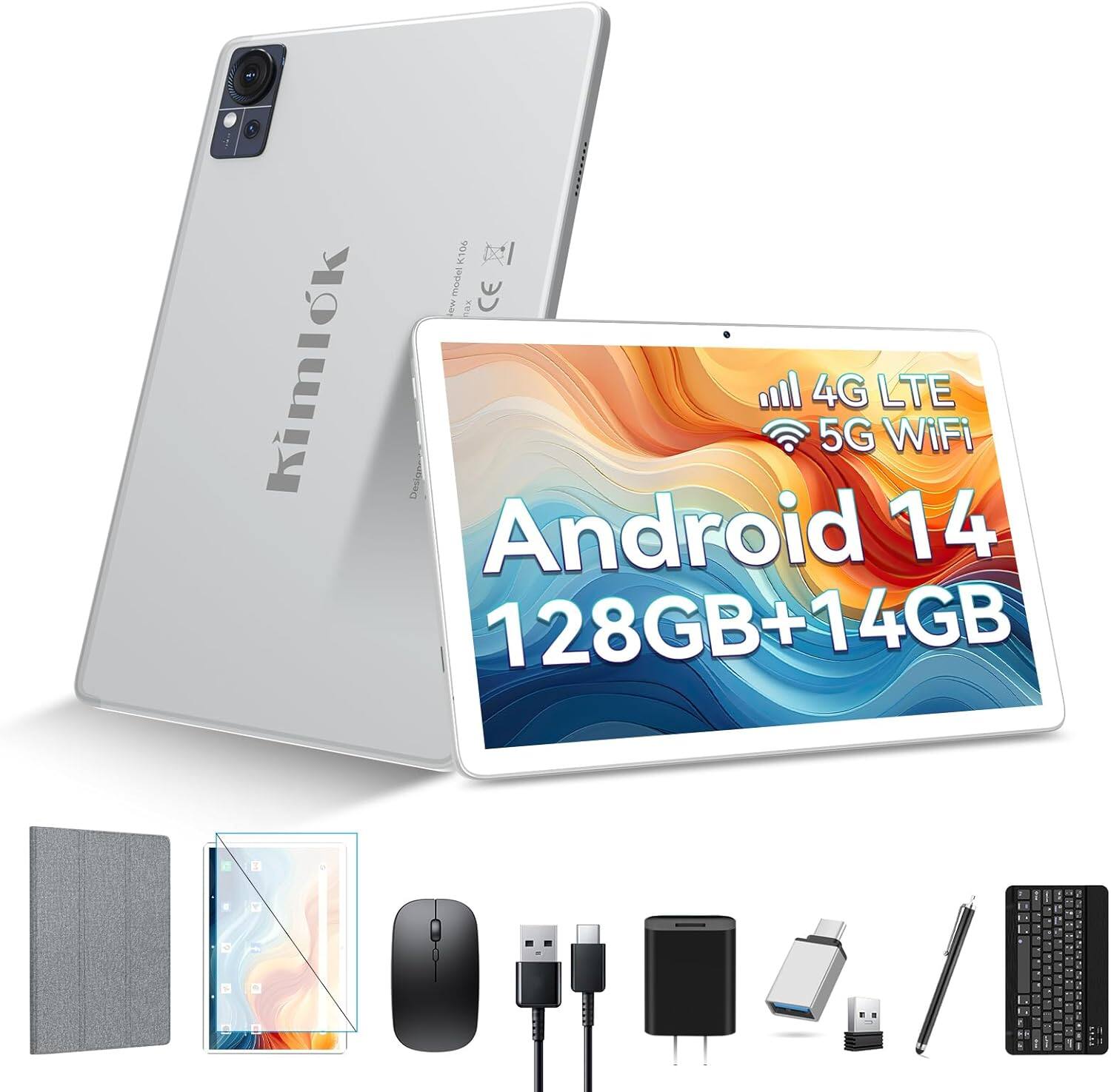 K106 x p CE Few i Kimlok  
4G LTE 5G WiFi  
Android 14  
128GB+14GB