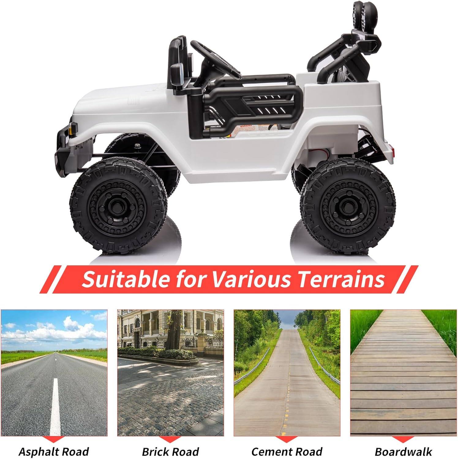 Suitable for Various Terrains

- Asphalt Road
- Brick Road
- Cement Road
- Boardwalk