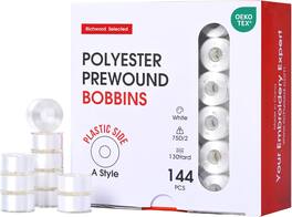 Richword embroidery machine 144 bobbins prewound plastic size A 75D/2 white for Brother Janome Poolin