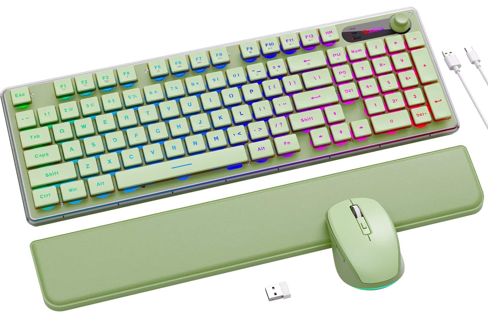 PRIMEPLUS - Wireless Keyboard & Mouse, Round Keycaps, Magnetic Wrist Rest, Retro Typewriter, 2.4G, Auto Sleep, Purple, Mac/Windows - Green price history on PriceWatchPro