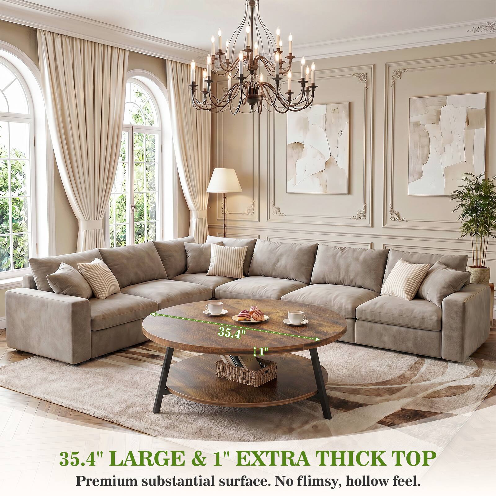 35.4" 11" 35.4" LARGE & 1" EXTRA THICK TOP Premium substantial surface. No flimsy, hollow feel.