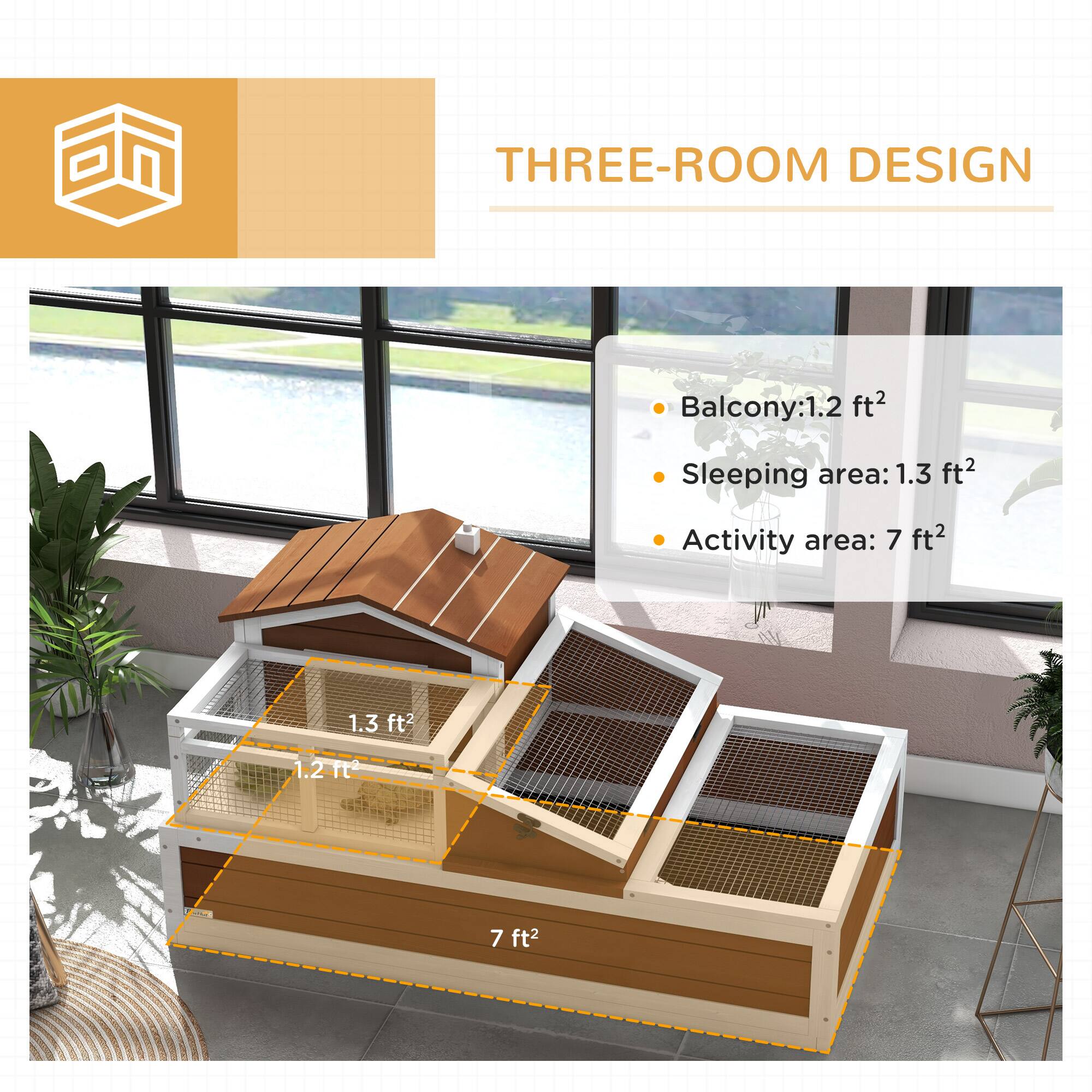 THREE-ROOM DESIGN

- Balcony: 1.2 ft²
- Sleeping area: 1.3 ft²
- Activity area: 7 ft²

1.3 ft²  
1.2 ft²  
7 ft²