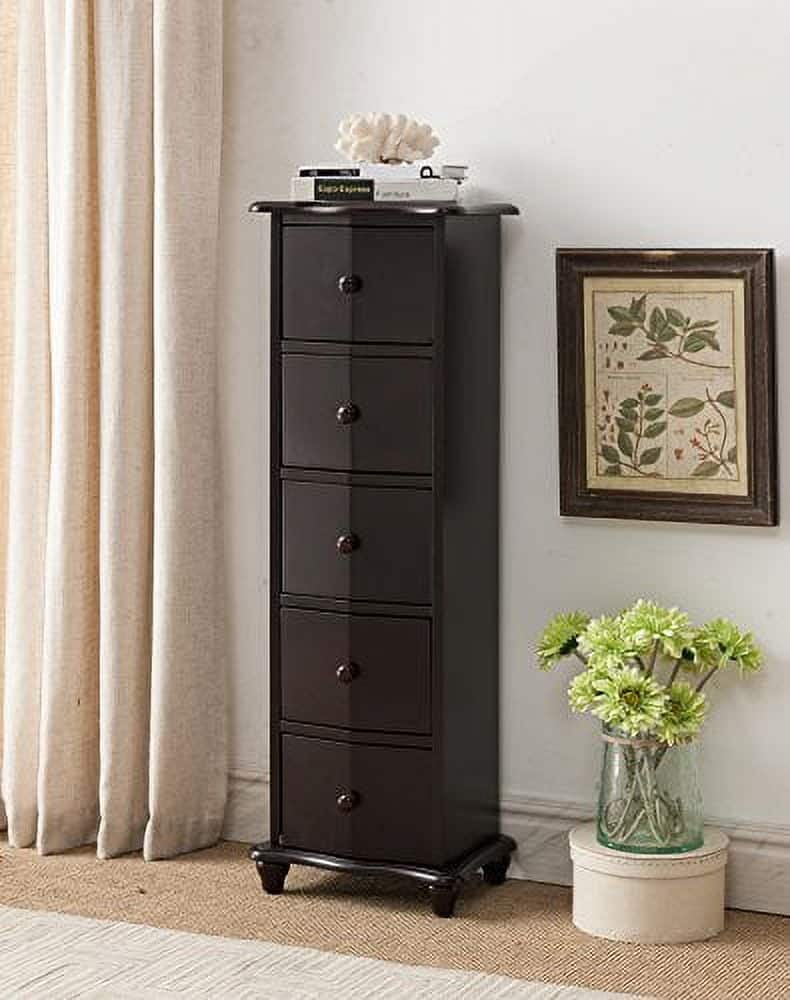 Kings Brand Furniture - Norwalk 5-Drawer Accent Cabinet, Cherry - Dark Brown