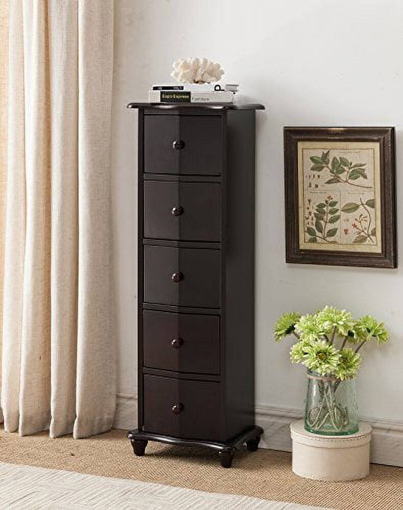 Front. Kings Brand Furniture - Kings Brand Furniture Norwalk 5-Drawer Accent Cabinet, Cherry - Dark Brown.