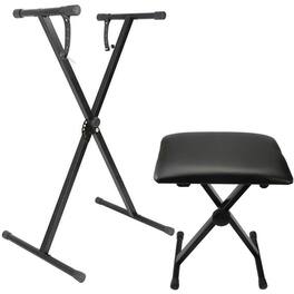 Kadyn - XType Keyboard Support Stand, Adjustable Folding Music Instrument Stool Seat For Concert Halls - Black