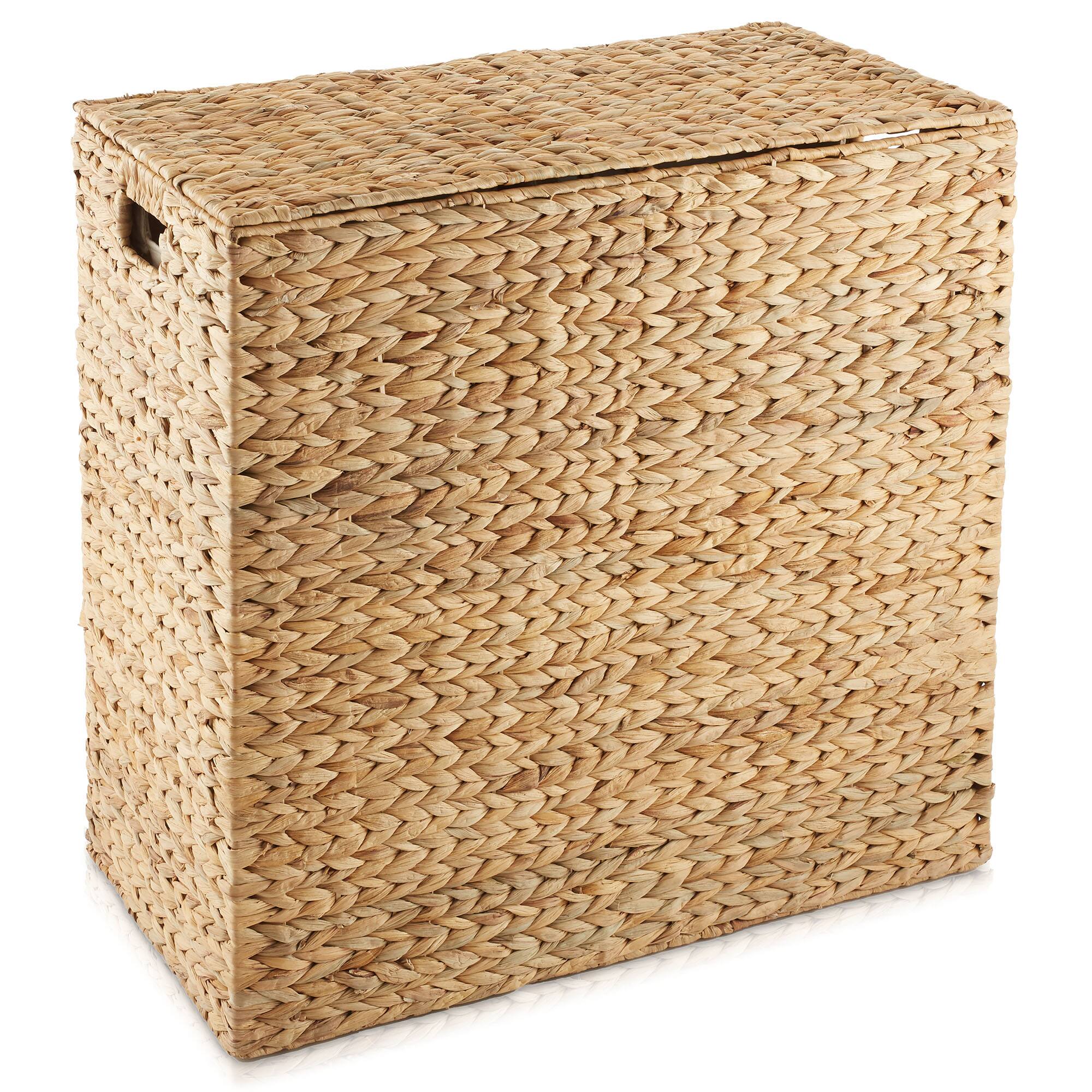 Alt View 2. Casafield - 2-Section Laundry Hamper Basket with Removable Liner Bags for Clothes - Natural.