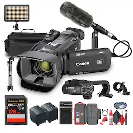 Canon - XA60 PAL Professional UHD 4K Camcorder + 128GB SD Card + Microphone + More (Bundle)