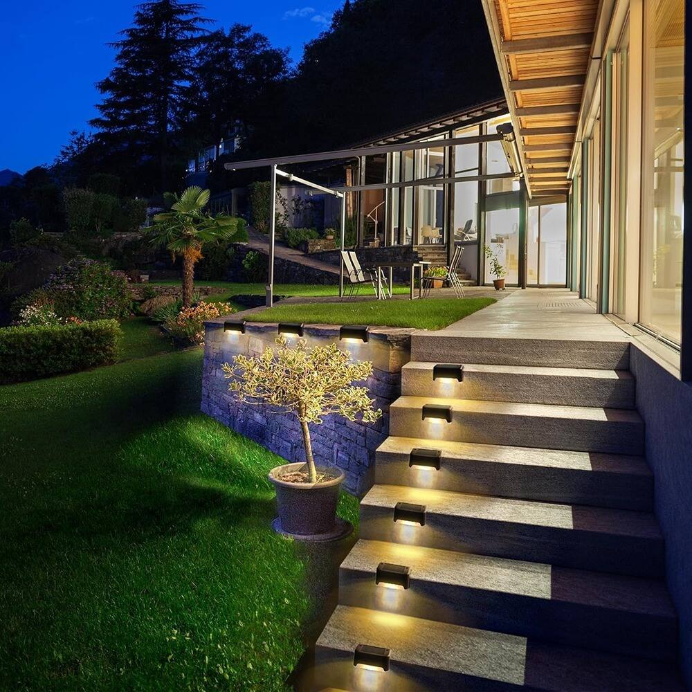 Left. MOSZAR LLC - 12 Pack of Waterproof LED Deck Lights from Solpex for Outdoor - Brown.